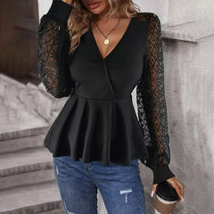 Mesh-Detail Faltenbluse - Modernes professionelles Statement