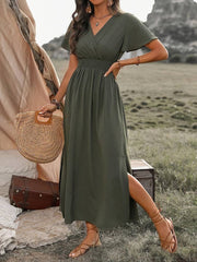  HEATHER | Elegant V-Neck Long Boho Dress-3