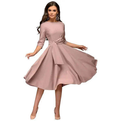  Vienna | Flattering Fit Midi Dress with Bow-3