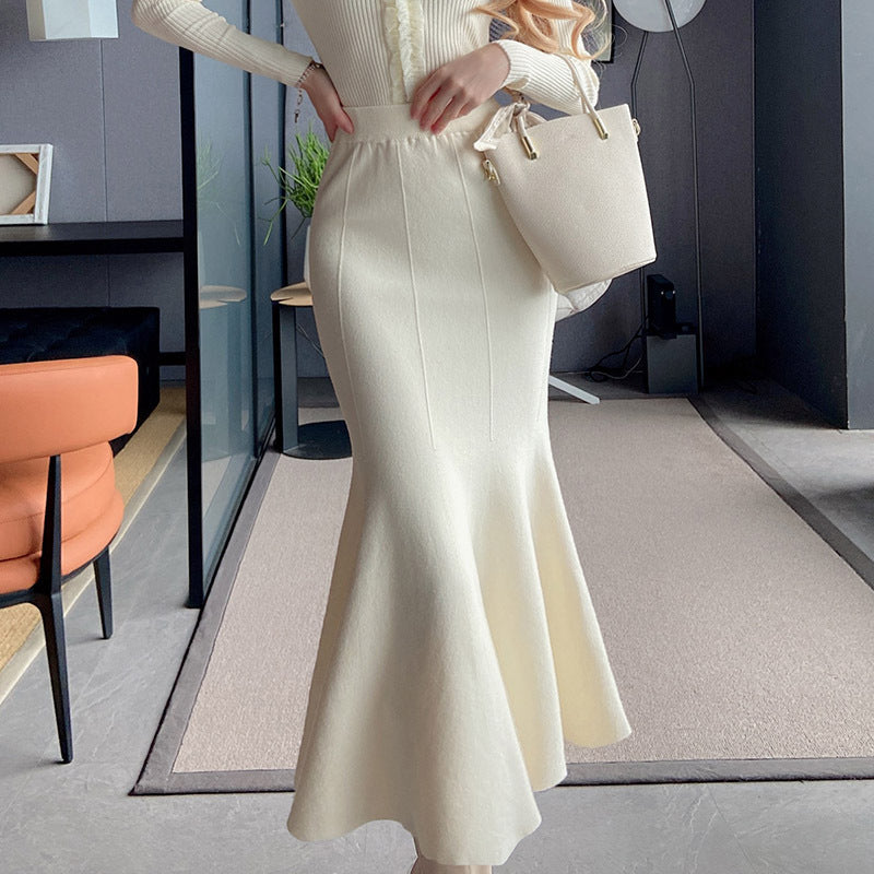 High-Waist Fishtail Thread Detail Skirt