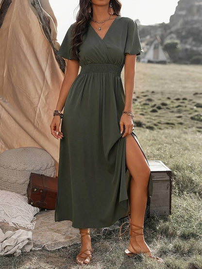  HEATHER | Elegant V-Neck Long Boho Dress-6