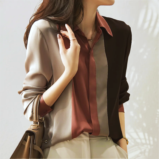 Rosalina | Luxurious Patchwork Striped Blouse-1