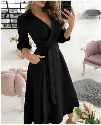  Juliet | Classic V-Neck Midi Dress - Captivating Charm for Formal Affairs-1