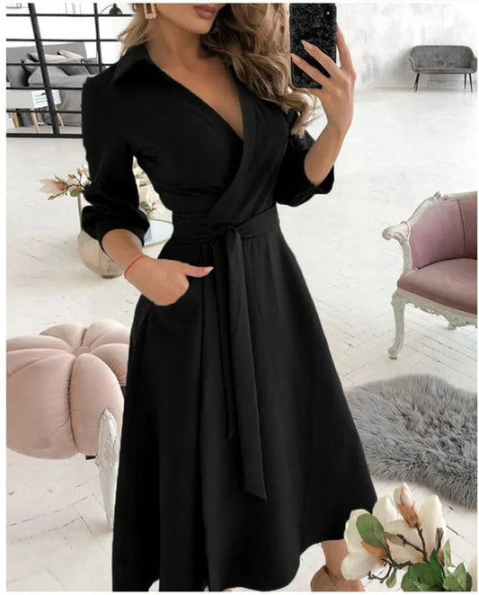  Juliet | Classic V-Neck Midi Dress - Captivating Charm for Formal Affairs-1