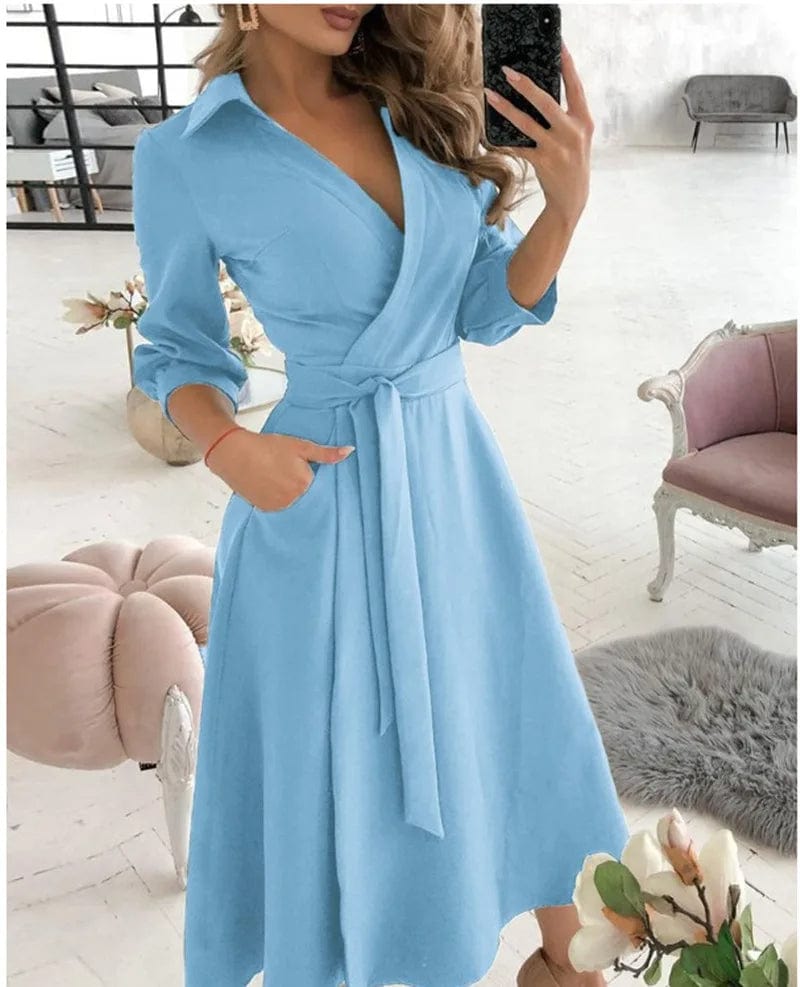  Juliet | Classic V-Neck Midi Dress - Captivating Charm for Formal Affairs-5