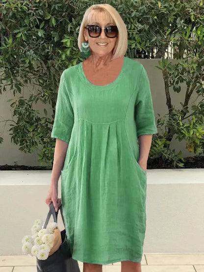  LISA | Effortlessly Chic Loose Cotton Blend Dress-5