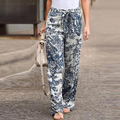 FLORA | Elegant Pants with Flowerprint Women-4