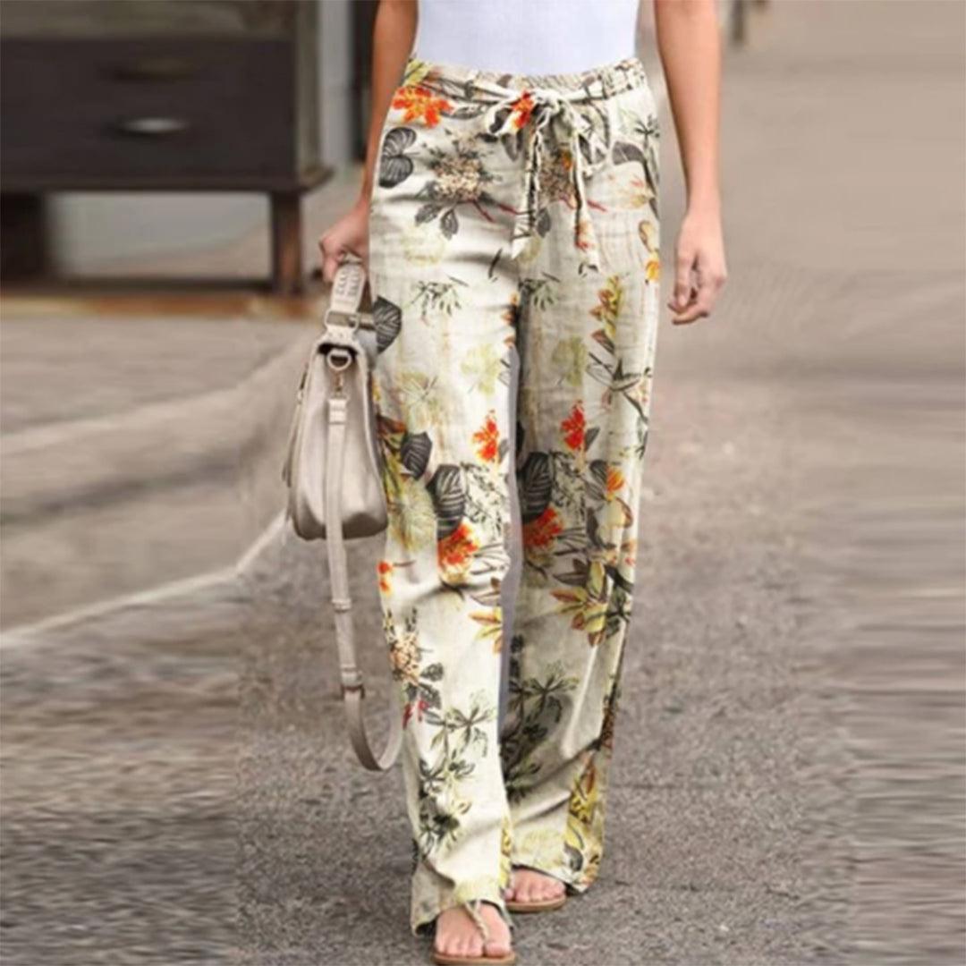 FLORA | Elegant Pants with Flowerprint Women-1