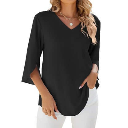  JAMY | V-neck Elegant Blouse-4