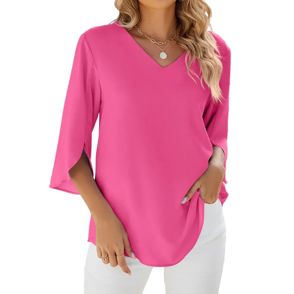  JAMY | V-neck Elegant Blouse-6
