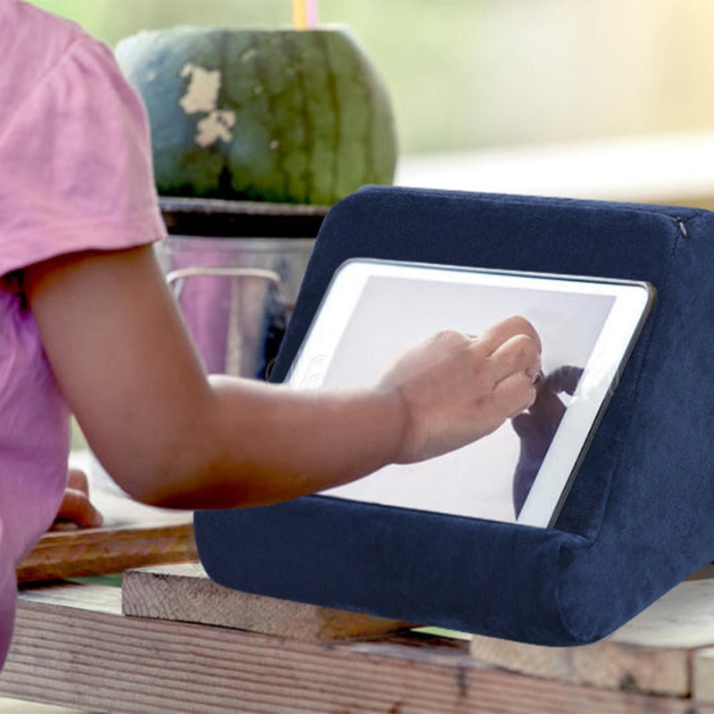 Adjustable tablet handler with soft fabric design for iPad and tablets - perfect for reading and filming