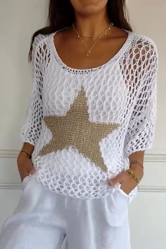  CELIA | Star Pattern Sheer Shirt-1