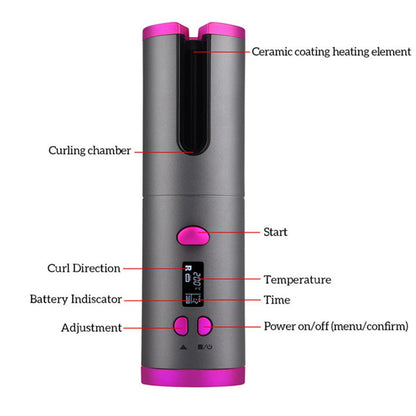 Cordless Tourmaline Ceramic Barrel Auto Hair Curler-6