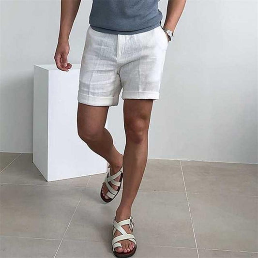  Men’s Linen Shorts – Relaxed Fit – Cuffed Hem – Lightweight Breathable Fabric-1