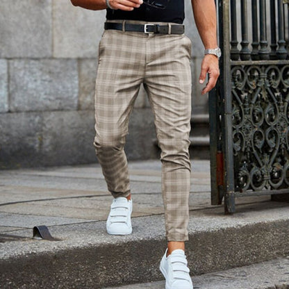 Robby | Trendy checkered slim-fit pants for men-3