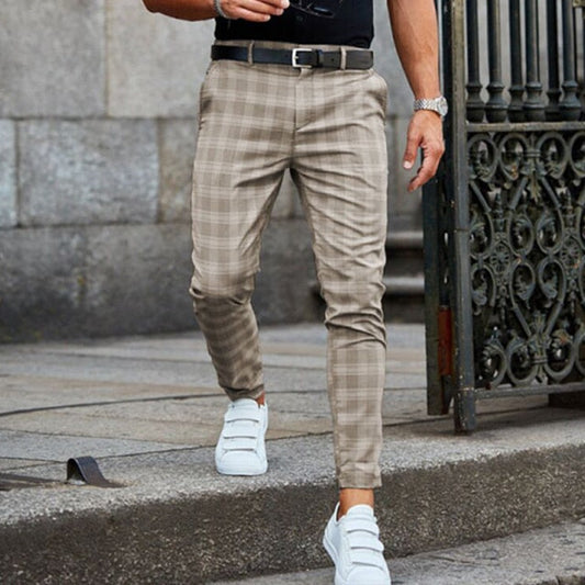 Robby | Trendy checkered slim-fit pants for men-3