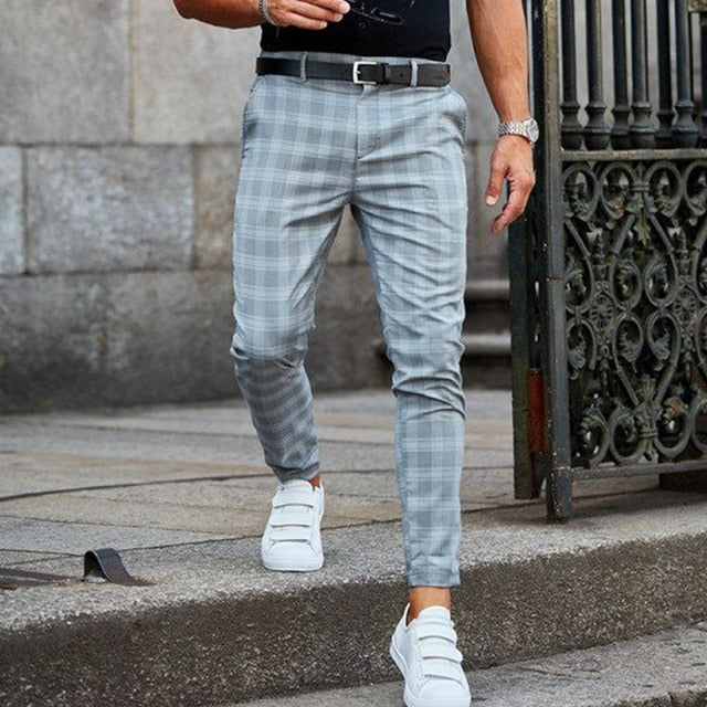 Robby | Trendy checkered slim-fit pants for men-4