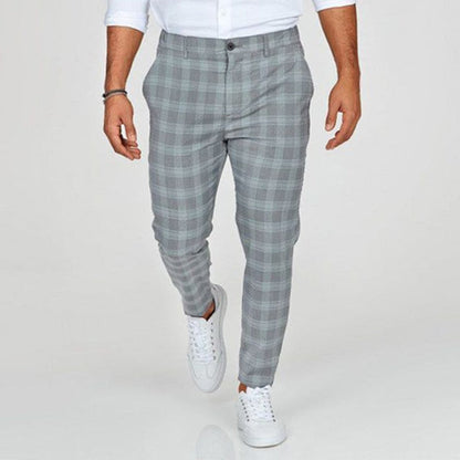 Robby | Trendy checkered slim-fit pants for men-5