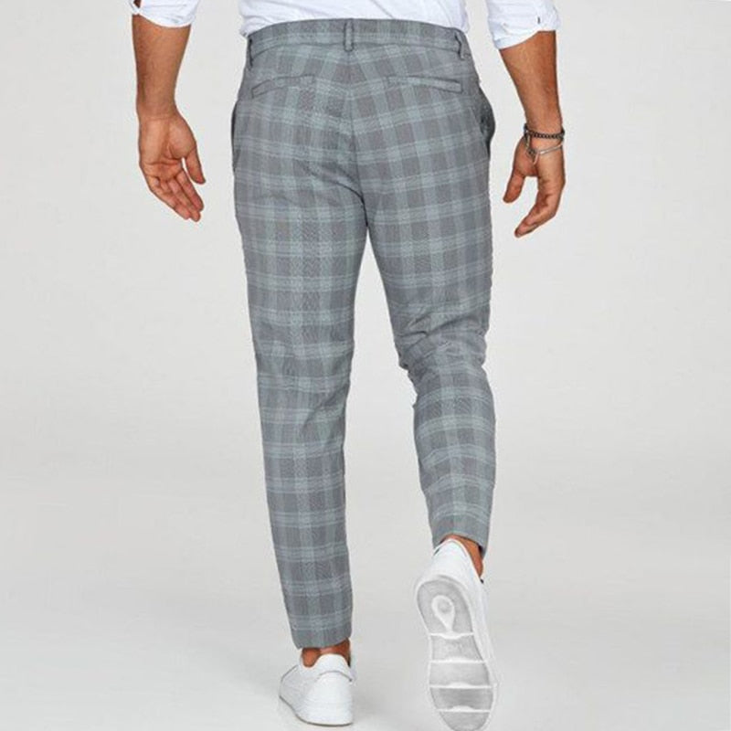 Robby | Trendy checkered slim-fit pants for men-6