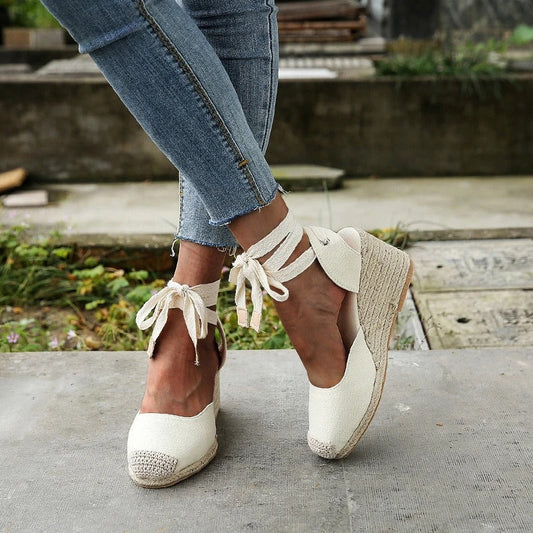 BELINDA | Wedge Sandals with Tie-up Lace-1