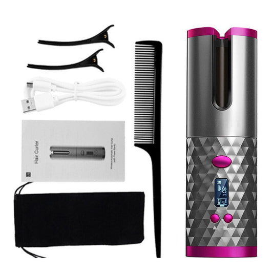 Cordless Tourmaline Ceramic Barrel Auto Hair Curler-1